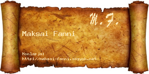 Maksai Fanni névjegykártya